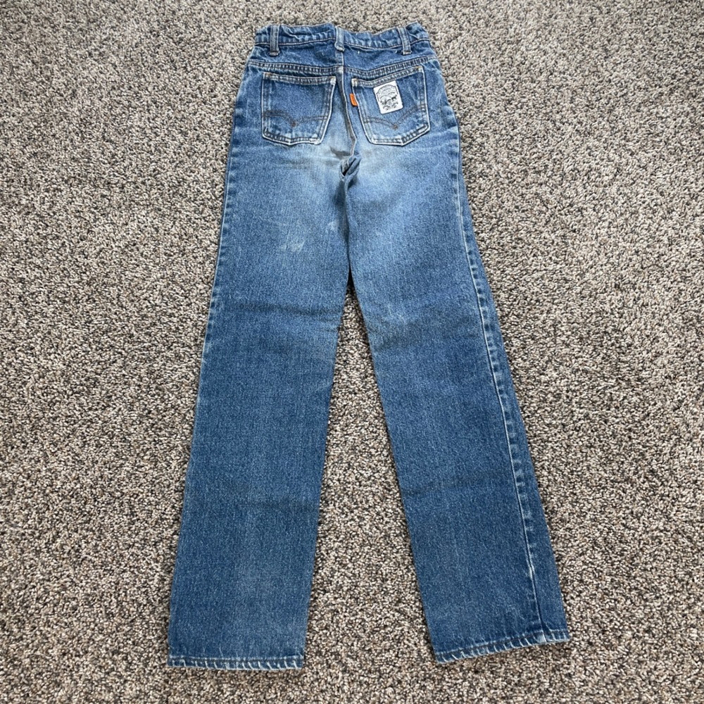 Vintage Levi's 747 Orange Tab Jeans Kids 22x27 Jeans USA Made Denim Blue - Picture 3 of 10